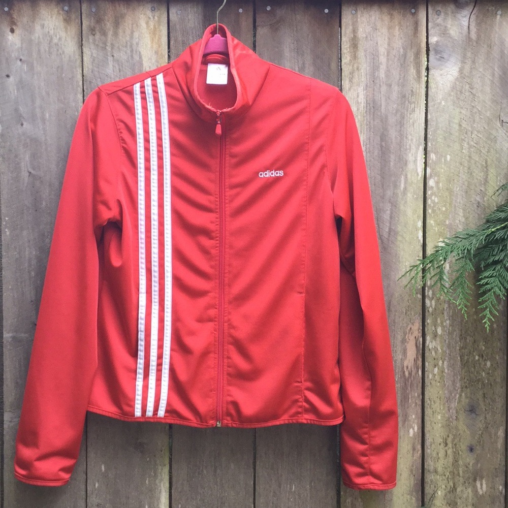 2005 Adidas Red Polyester Track Jacket M